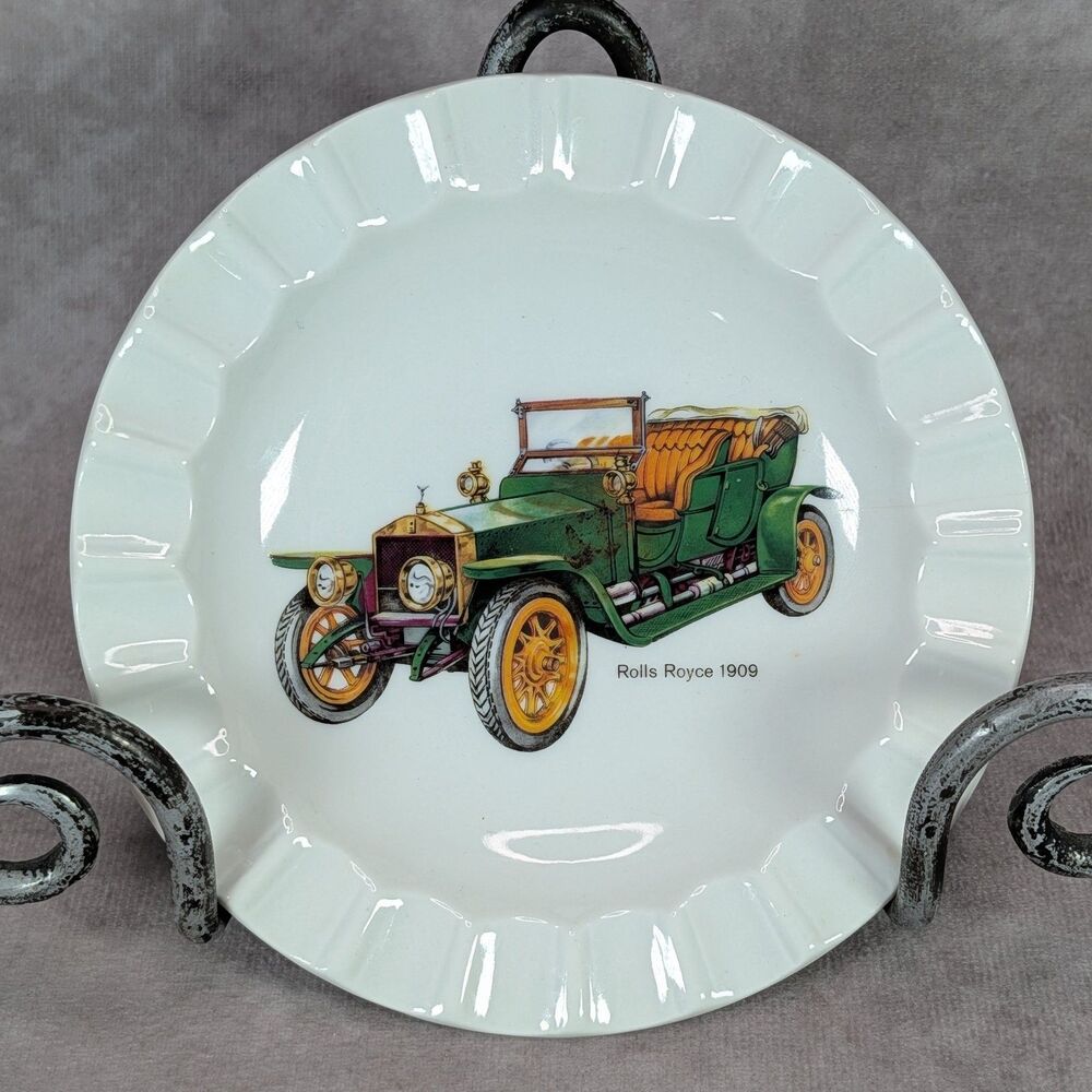 Vintage Schumann Arzberg E&R Golden Crown 1909 Rolls Royce Ashtray Dish 4.5"